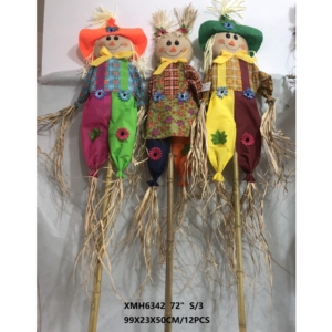 Newpower Fall Autumn Harvest Espantapájaros de Halloween con estacas de bambú Total H 60 pulgadas para estacas de jardín Home Deco - Product Image 3