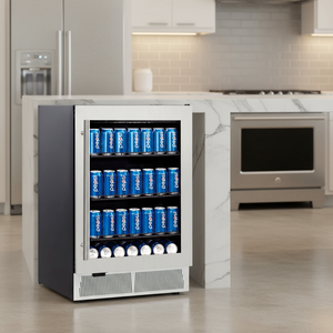 Réfrigérateur à boissons électrique en acier inoxydable de 24 pouces, 145 L, pour la maison, l'hôtel, le camping-car, utilisation multi-zones, plage de température réglable - Product Image 1