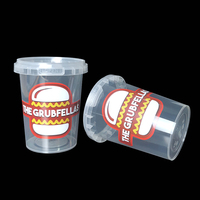 Conteneur alimentaire rond en PP sans BPA avec logo personnalisé, 500g, 16oz, pour houmous, avec couvercle anti-effraction