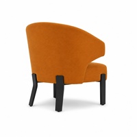 Fauteuil club incurvé avec accoudoirs découpés et pieds intégrés |   Fauteuil baril moderne en tissu terracotta avec accent en velours et découpes