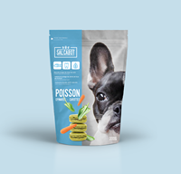 Sachet personnalisé avec logo sérigraphié, qualité alimentaire, à fermeture éclair, trou de suspension, fond plat, soufflet, emballage plastique pour aliments pour chats et gâteaux