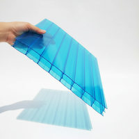 Panneaux alvéolaires en polycarbonate transparent bleu à 3 couches avec protection UV pour toitures de serres et aéroports (OEM)