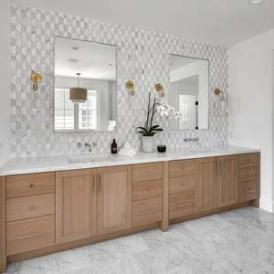 Factory Wholesale Solid Wood <b>Bathroom</b> <b>Cabinet</b> Double Sink <b>Bathroom</b> Vanities <b>with</b> Two Mirror - Product Image 2