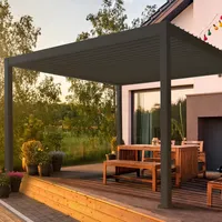 Pergola en aluminium bioclimatique à lumière LED écologique personnalisée Persiennes motorisées Cadre enduit de poudre pour des espaces extérieurs durables