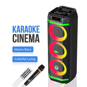 DIPAOER DP-2889 Triple <strong>8</strong>" Stereo Woofer Karaoke Speaker 2 Microphones RGB Light HIFI Bass Wireless Outdoor Computer Mobile Phone - Product Image 1