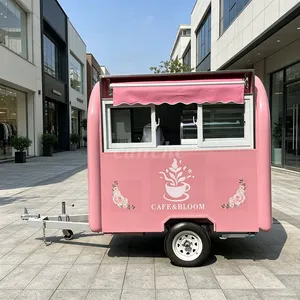 Carrito de Venta de Bagels de Café Rosa de 2.2m, Precio de Fábrica, Remolque para Camping, Camión de Comida Móvil para Galletas y Postres - Product Image 1