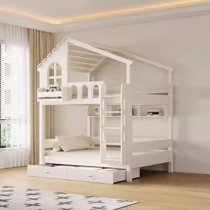 <span class=keywords><strong>Lit</strong></span> superposé moderne en bois massif pour enfants, cabane dans les arbres, château pour garçons et filles, petit appartement, chambre parent-enfant haut-bas pour adultes - Product Image 2