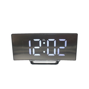 <b>Digital</b> Electronic <b>Clock</b> Large Screen Curved Led Mirror Alarm <b>Clock</b> Silent Plastic Shell 6507 - Product Image 3