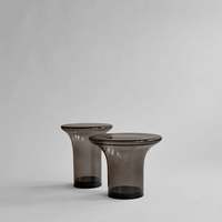 Blanc givré Dia. Ensemble de tables basses trompette gris clair 450*H350mm Dia.350*H400mm, table d'appoint ronde en verre 14'' 18'' 45cm 35cm