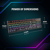 Clavier mécanique ergonomique pour jeux GK100F filaire, 104 touches, RGB, pleine taille, anti-ghosting, USB Type A, plug and play, interrupteurs bleus