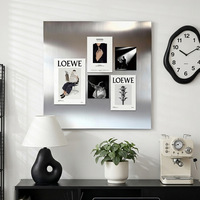 Peinture murale abstraite moderne minimaliste sans cadre en acier inoxydable pour salon, chambre à coucher, restaurant, décoration murale
