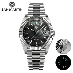 Reloj San Martin para Hombre, 40 mm, Esfera Vintage MOP, Estilo Retro, de Lujo, con Cristal de Zafiro PT5000, Mecánico Automático, Bisel Tallado, 10 Bar - Product Image 1