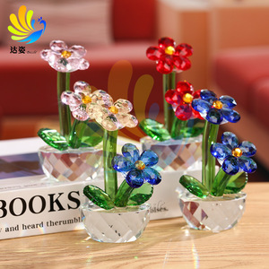 Fleur artificielle en cristal éblouissant à cinq pétales, faite à la main, décoration d'intérieur, artisanat pour le salon - Product Image 4