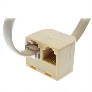 Adaptateur de ligne téléphonique RJ12 6P6C mâle vers 2 femelles, câble convertisseur bidirectionnel pour téléphone fixe et télécopieur, couleur ivoire/blanc/noir - Product Image 1
