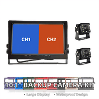 Écran IPS 10,1 pouces 1080P/720P Moniteur DVR AHD 12-36V Kit de 2 caméras de recul étanches vision nocturne pour fourgonnette commerciale