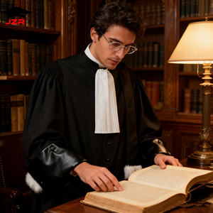 <span class=keywords><strong>ชุด</strong></span>เดรสผู้พิพากษาสีดำแบบกำหนดเองชุดคลุมของทนายความสำหรับนักเรียนจบการศึกษา100% แขนยาวผ้าโพลีเอสเตอร์สำหรับผู้ใหญ่และหญิง - Product Image 3