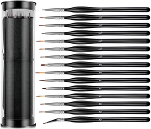 Ensemble de <span class=keywords><strong>pinceaux</strong></span> de peinture miniature en nylon à manche en bois ergonomique noir en vente chaude pour la peinture acrylique, <span class=keywords><strong>pinceaux</strong></span> <span class=keywords><strong>aquarelle</strong></span> - Product Image 1