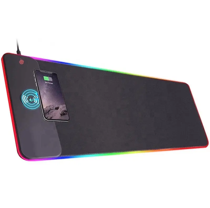 Chargeur sans fil tapis de souris logo personnalisé Chargement sans fil grande taille RGB LED tapis de souris de jeu tapis de souris d'ordinateur pour gamer