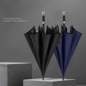 Parapluie de golf de luxe, grand et droit, avec impression de logo personnalisé, protection UV et poignée argentée - Product Image 1