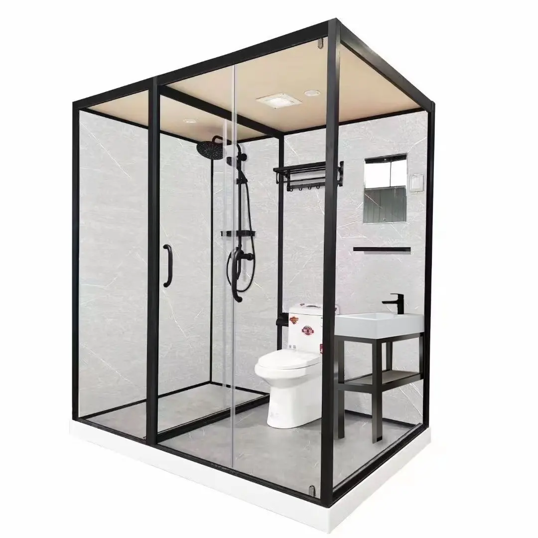 ポータブルプレハブバスルームポッドトイレ付き一体型シャワールーム高級ワンピースバスハウス