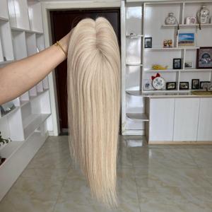 Wholesale Blonde Virgin Remy <b>Hair</b> Toupee for <b>Hair</b> Loss Replacement 5x6 European Mono <b>Topper</b> for <b>Women</b> Human <b>Hair</b> Ready to Ship - Product Image 3