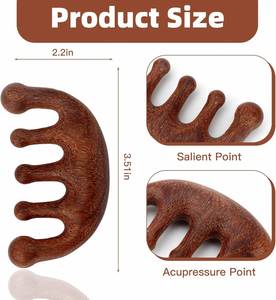 Wood Gua Sha <b>Scalp</b> Massage Comb with Laser Technology Fashion Design Sandalwood Wide Tooth for Home Use - Product Image 2
