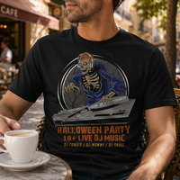JNEI Halloween Muziek DJ Grafische T-shirt voor heren Vochtregulerend sneldrogend casual top voor festival evenementen