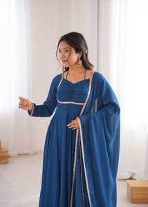 Georgette Fabric Anarkali Dress for Women Trendy Long <b>Flared</b> Anarkali Suit Indian Wedding Festival Wear Ladies Ethnic Clothing - Product Image 3