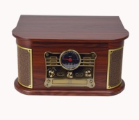 Platine tourne-disque en bois tout-en-un de 2023 Offre Spéciale avec entrée CD, USB, SD, CASSETTE, RADIO et BT
