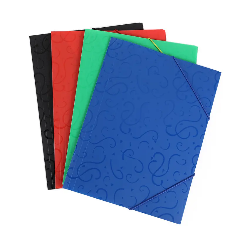 Kualitas baik plastik warna Solid PVC kantor A4 PP folder File dekoratif dengan pita elastis untuk dokumen