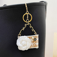 Aksesori Gantungan Kunci Tas Mini Camellia yang Stylish, Ornamen Gantung Elegan Buatan Tangan untuk Kunci Mobil & Tas Tangan