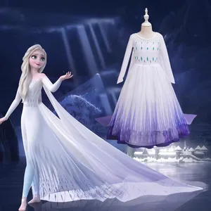 Wholesale mesh tulle print Elsa Dress Up Girls Fancy Cosplay Kids Costume Party Princess fabric