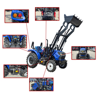 Tracteur agricole compact 4x4 de 50 CV, 80 CV, 100 CV avec cabine, chargeur, excavateur ou pelle arrière