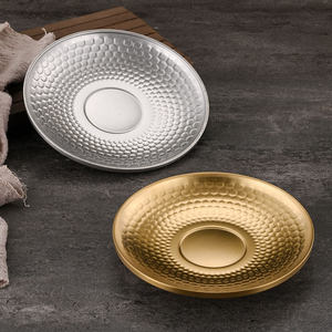 Assiette ronde en acier inoxydable 304 martelé, dorée ou argentée, pour desserts, steaks et snacks - Product Image 2