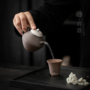 Tetera Redonda de Cerámica Gruesa de Arcilla Antigua con Tapa, Juego de Té Kung Fu, Tetera de Arcilla Negra - Product Image 2