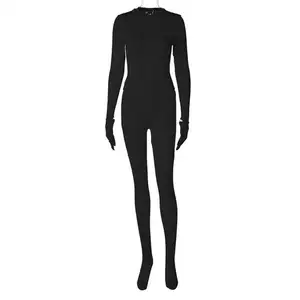 One Piece Elegant Bodysuits For Fall Fashion Women Jumpsuits Long Sleeve Plain