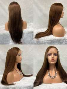 Jennifer Custom Glueless13x4 encaje frontal cabello humano Marrón 99 Burg rojo prearrancado encaje cuerpo onda brasileño pelucas de cabello crudo - Product Image 5