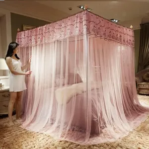 Moustiquaire <span class=keywords><strong>de</strong></span> <span class=keywords><strong>lit</strong></span> pliable en forme carrée, style princesse, avec dentelle en maille, pour <span class=keywords><strong>lit</strong></span> Queen ou King Size, idéale pour une utilisation intérieure à la maison - Product Image 5