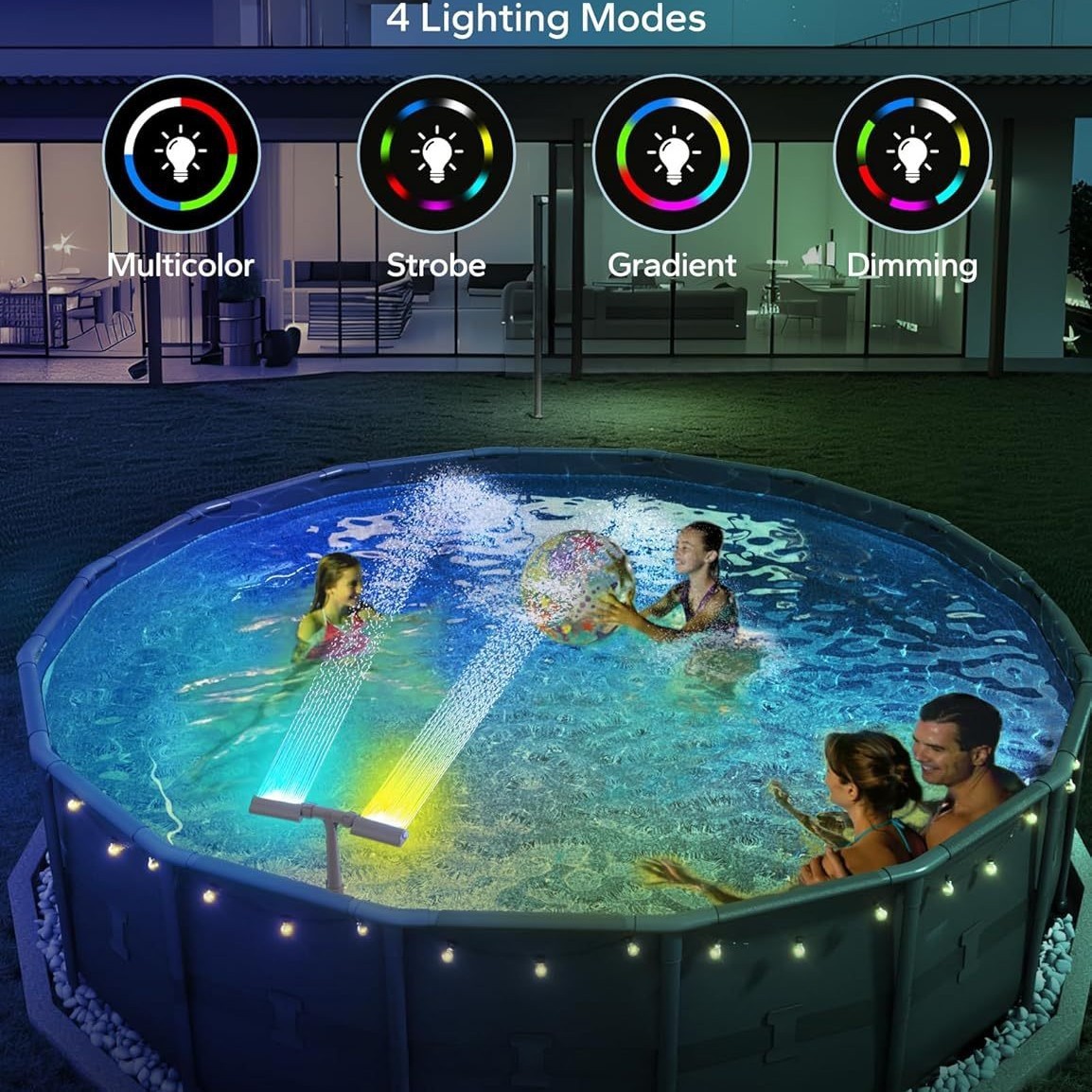 Solar LED Swimming Pool Color Lights Fountain Lights Water Sprayers Waterproof Swimming Pool Accessories Night Lights