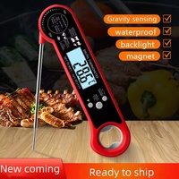 Termometer daging baca instan Digital, alat memasak dapur dengan lampu latar untuk BBQ Grill asap