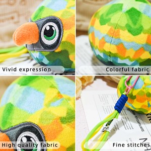 Porte-clés en peluche <span class=keywords><strong>perroquet</strong></span> avec yeux brodés en 3D, tissu aux couleurs vives, cordon robuste, breloque pour sac, OEM ODM - Product Image 6