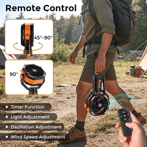 Ventilador de Camping Recargable de 12000mAh con Luz LED, Ventilador Portátil <span class=keywords><strong>para</strong></span> Exteriores con Doble Motor, Control Remoto y Banco de Energía, 90 °   Oscilación - Product Image 4