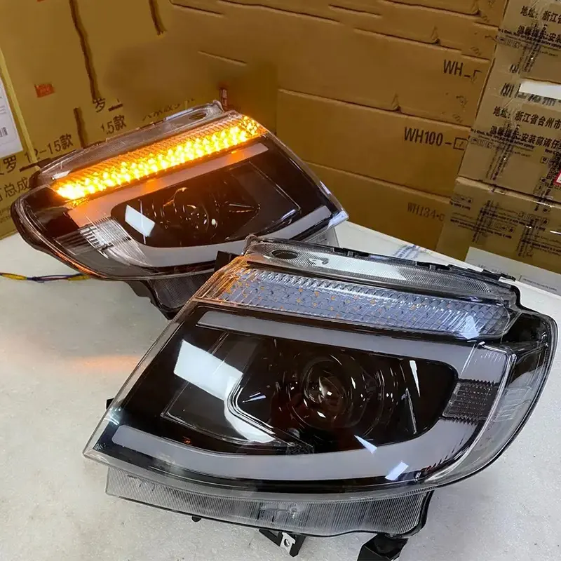 Cho Ford Ranger đầu ánh sáng LED phía trước đèn cho T6 2012-2015 SUV Xe LED DRL Hella 5 ống kính xenon HID H7 Everest