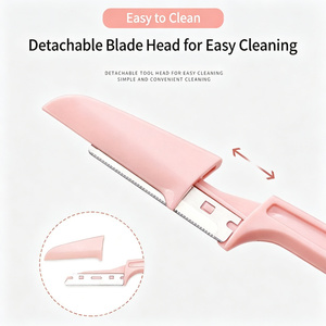 Yuzifei 3pcs Folding Eyebrow Razor Set Stainless Steel Safety Trimmer Slanted Blade Portable Grooming <b>Tools</b> Made China for Women - Product Image 4