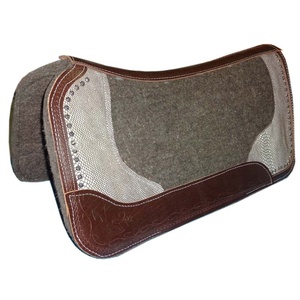 Selle de cheval Rider's Trust 32 x 32 pouces, gris naturel, 100 % feutre de laine mérinos, 1,25 pouces, cuir véritable, selle western - Product Image 1