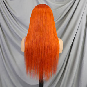 Perruques en cheveux humains à 200 % de densité, 10-30 pouces # Perruques Lace Front 350 Orange Lisses Comme des Baguettes 13x4 avec Dentelle Transparente – Perruque Cheveux Raides - Product Image 5