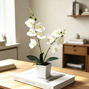 Fleur artificielle Paulon Phalaenopsis Orchidée 42 cm de haut en plastique souple, décoration de bureau pour la maison et accessoires de mariage - Product Image 2