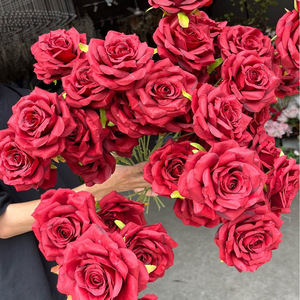 Roses artificielles à 3 têtes, tige unique, bouquet de roses diamant, décoration de mariage et de maison, fleurs de 65 cm - Product Image 4