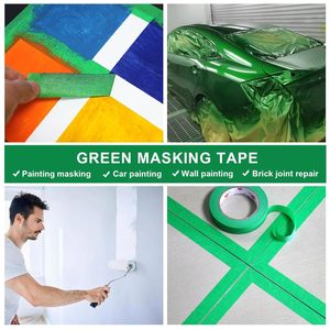 Ruban adhésif vert pour peintre BOMEI PACK, 1 pouce x 55 yards, 10 rouleaux (<span class=keywords><strong>550</strong></span> yards au total), papier crépon adhésif acrylique pour masquage mural - Product Image 4