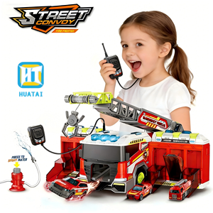Camión de <span class=keywords><strong>Bomberos</strong></span> de Metal Multifuncional de Juguete con Luces, Sonidos y Función de Rociado de Agua, Set de Juego de Simulación de Rescate de Incendios - Product Image 1